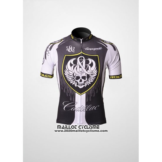 2010 Maillot Ciclismo Rock Racing Argent et Blanc Manches Courtes et Cuissard